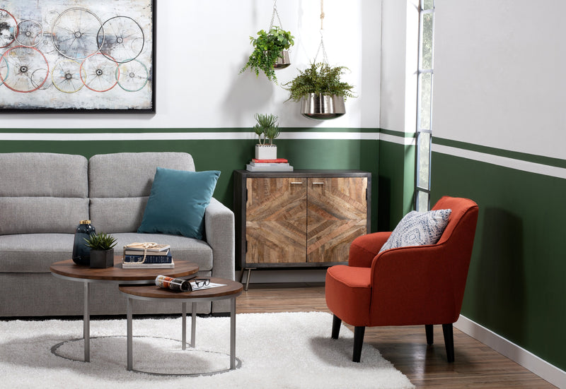 Aimy Linen-Look Fabric Accent Chair - Orange