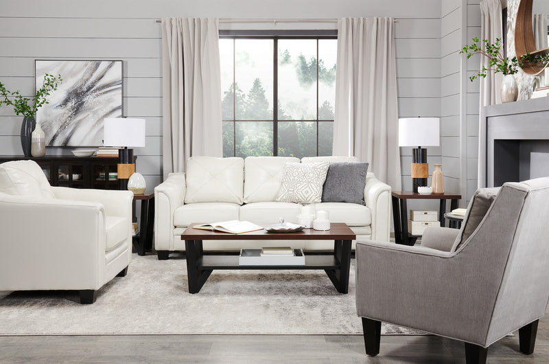 Andi Leather-Look Fabric Sofa - Beige