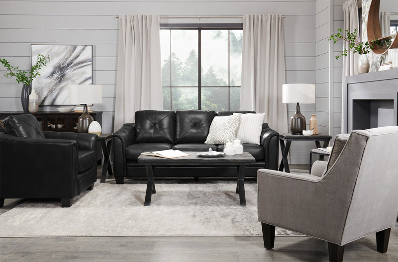 Andi Leather-Look Fabric Chair - Black