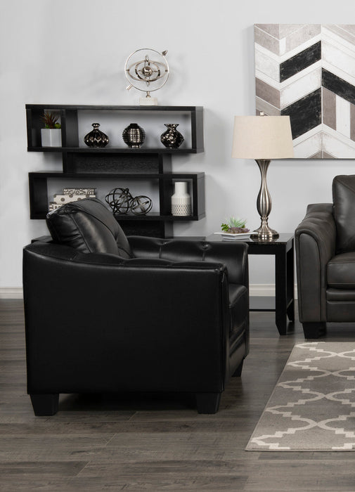Andi Leather-Look Fabric Chair - Black