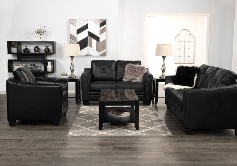 Andi Leather-Look Fabric Loveseat - Black