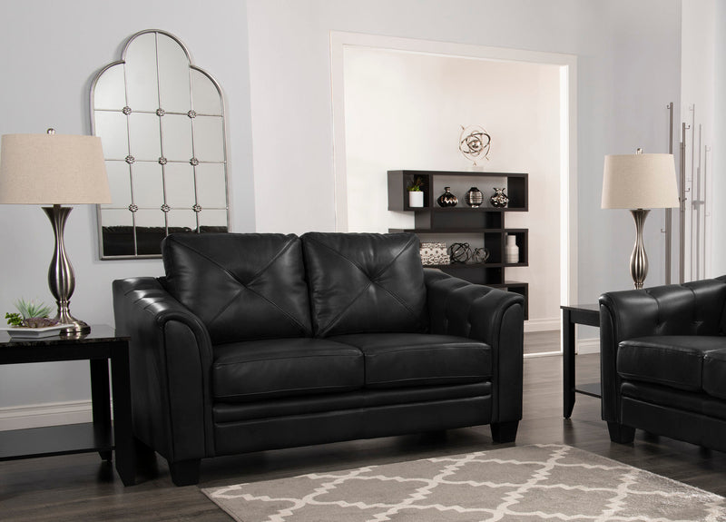 Andi Leather-Look Fabric Loveseat - Black