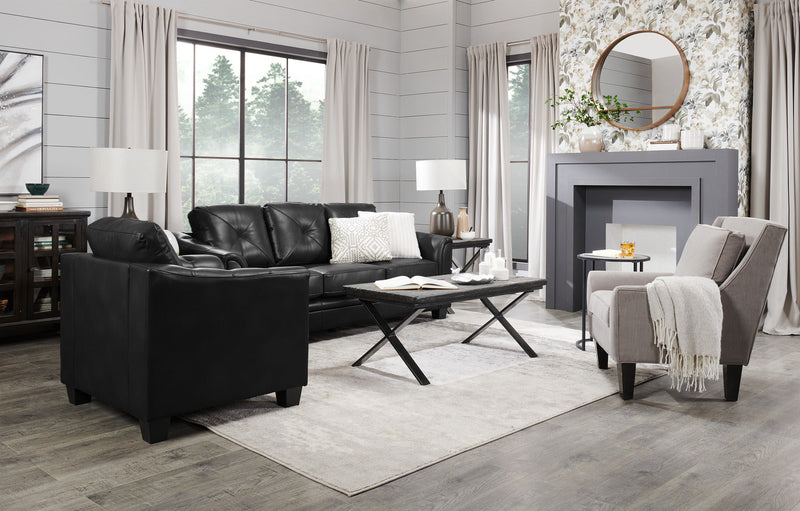 Andi Leather-Look Fabric Sofa - Black