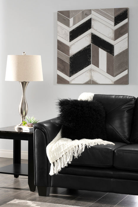 Andi Leather-Look Fabric Sofa - Black