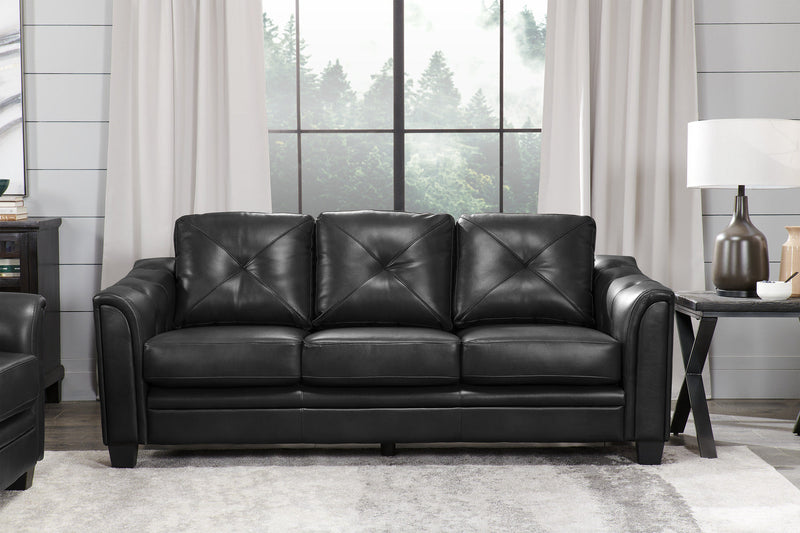 Andi Leather-Look Fabric Sofa - Black