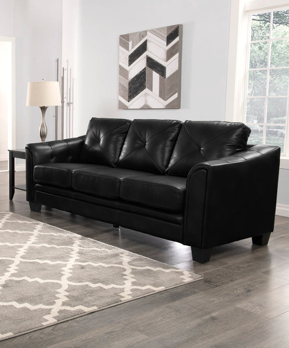 Andi Leather-Look Fabric Sofa - Black