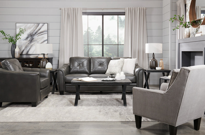 Andi Leather-Look Fabric Chair - Grey