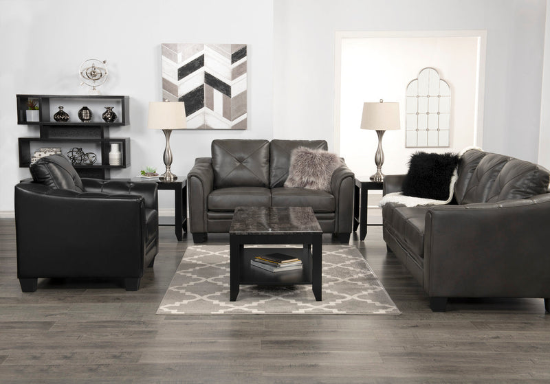 Andi Leather-Look Fabric Loveseat - Grey