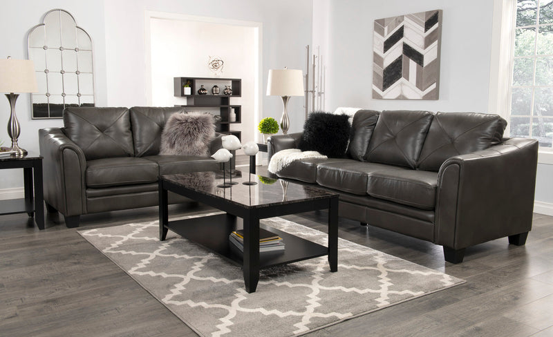 Andi Leather-Look Fabric Loveseat - Grey