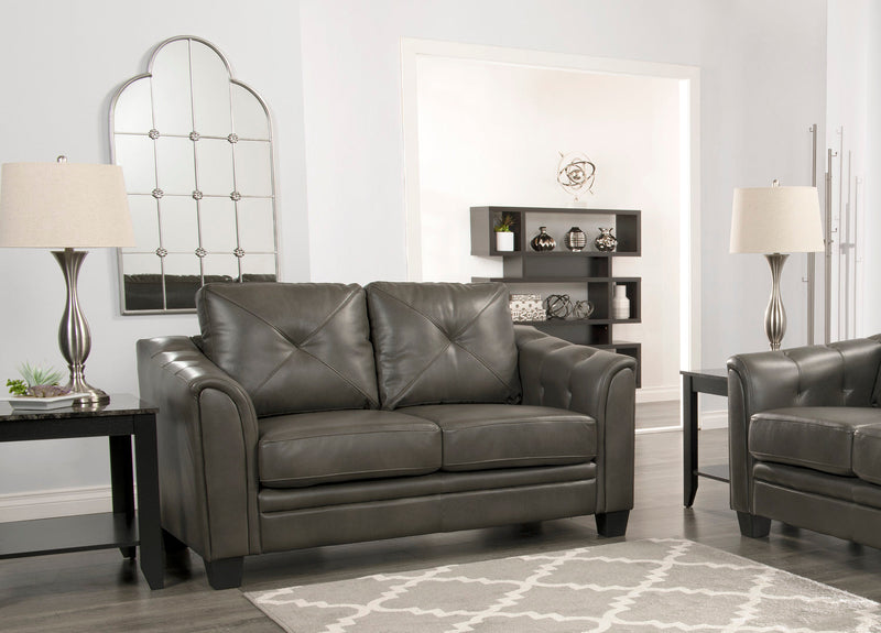 Andi Leather-Look Fabric Loveseat - Grey