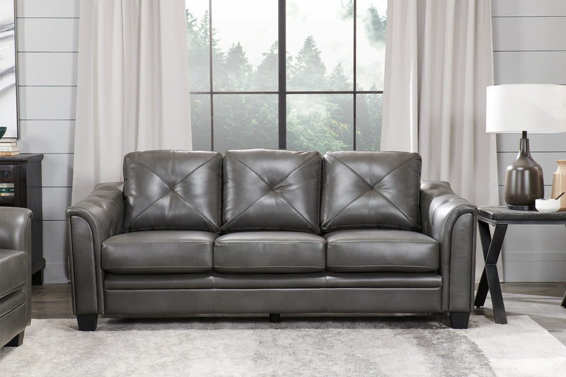 Andi Leather-Look Fabric Sofa - Grey