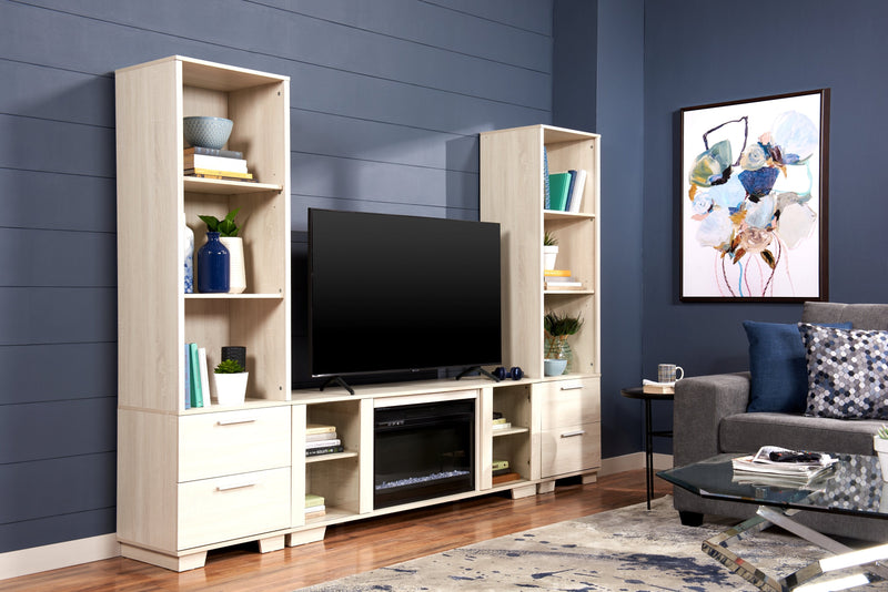 Antoni 62” TV Stand with Crystal Ember Firebox - White