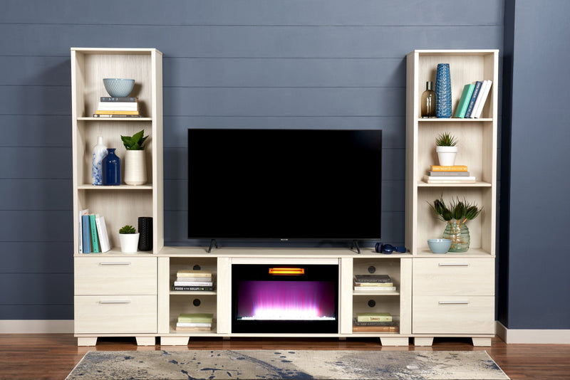 Antoni 62” TV Stand with Crystal Ember Firebox - White