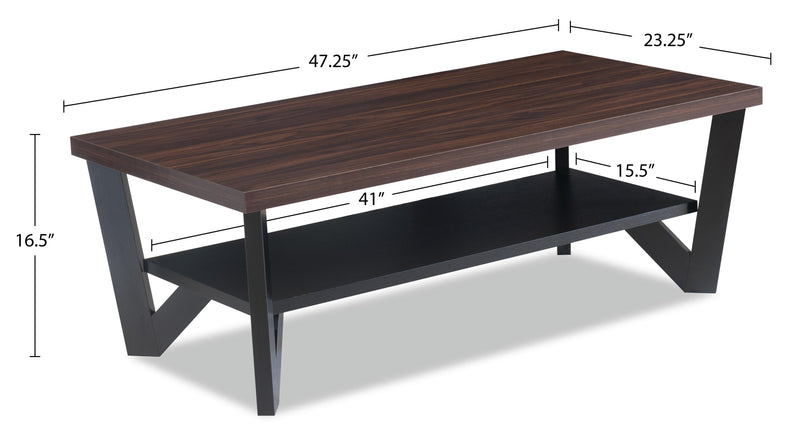 Arika 3-Piece Coffee and Two End Tables Package - Black
