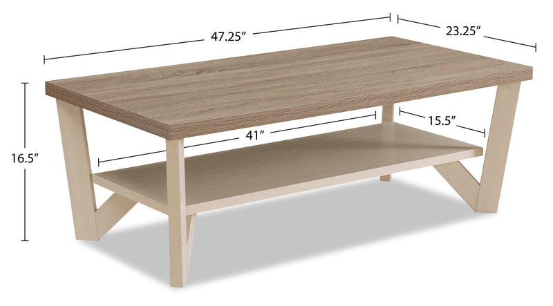 Arika 3-Piece Coffee and Two End Tables Package - Ivory