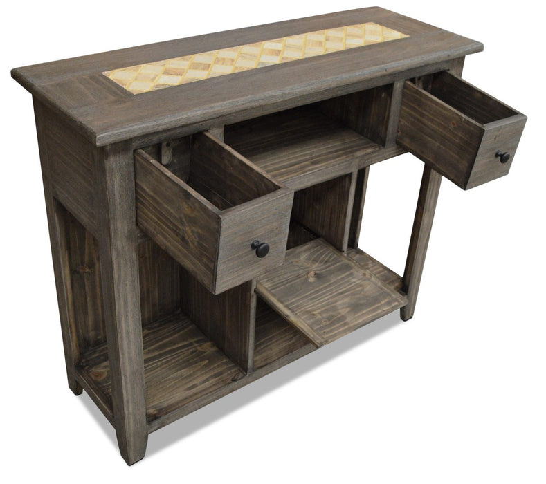 Santa Fe Rusticos Solid Pine Sofa Table with Marble Inset – Grey
