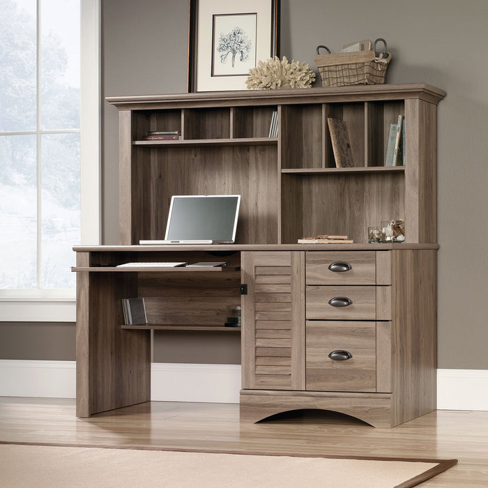 Harbor View Desk with Hutch – Salt Oak