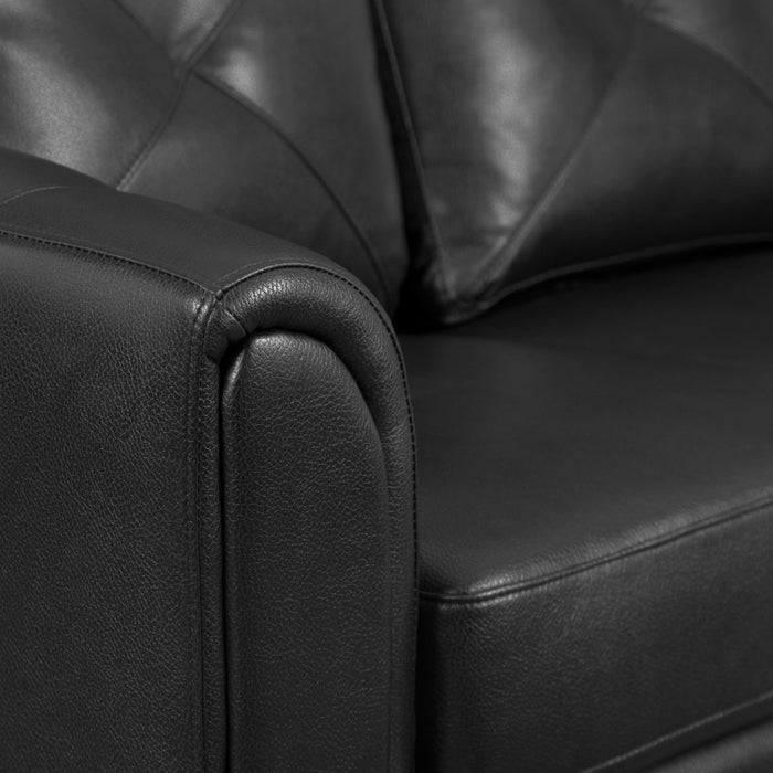 Andi Leather-Look Fabric Loveseat - Black