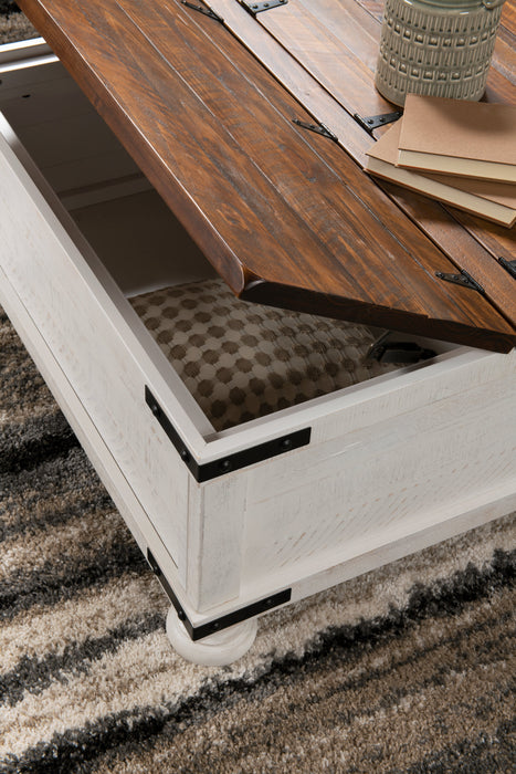 Benjy Coffee Table with Storage - White and Pine