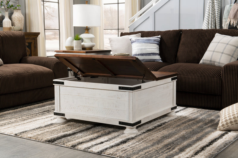 Benjy Coffee Table with Storage - White and Pine