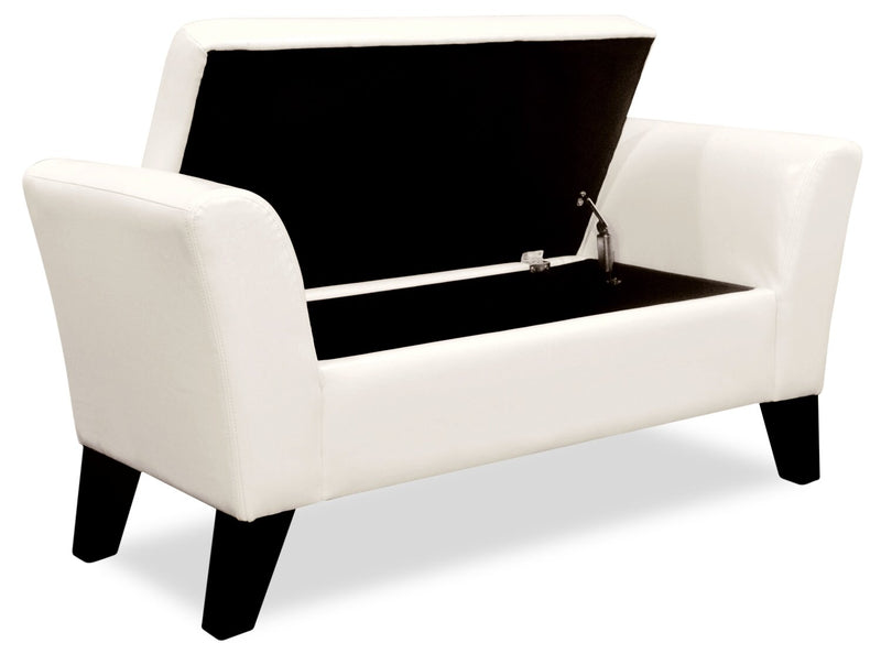 Bonn Faux Leather Storage Ottoman - White