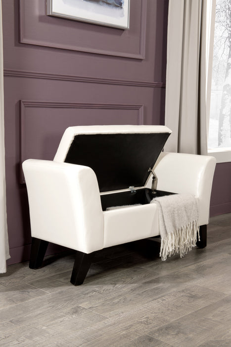 Bonn Faux Leather Storage Ottoman - White
