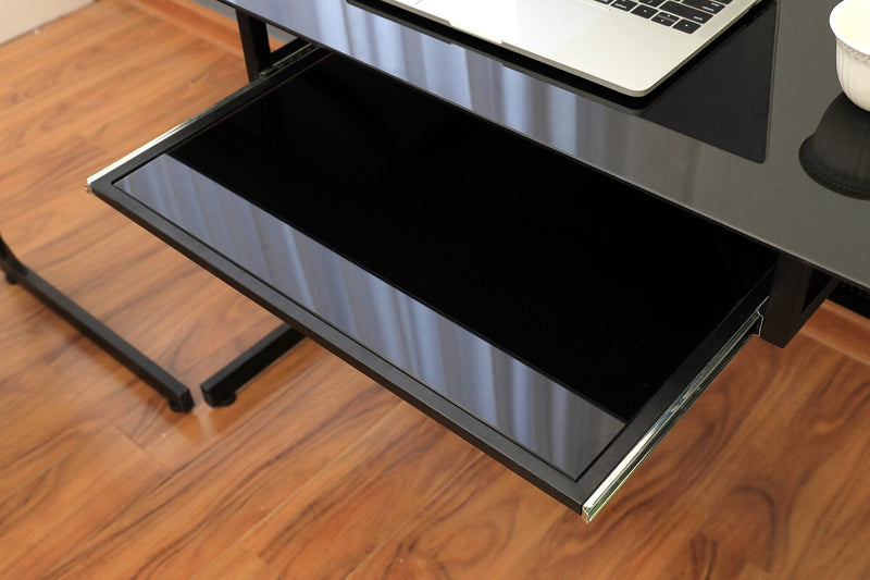 Cairo L-Shape Glass Desk - Black 