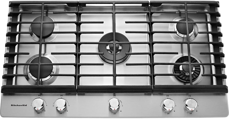 KitchenAid 36\" 5-Burner Gas Cooktop with Griddle – Stainless Steel