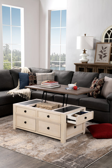Colby Coffee Table with Lift Top and Casters - White