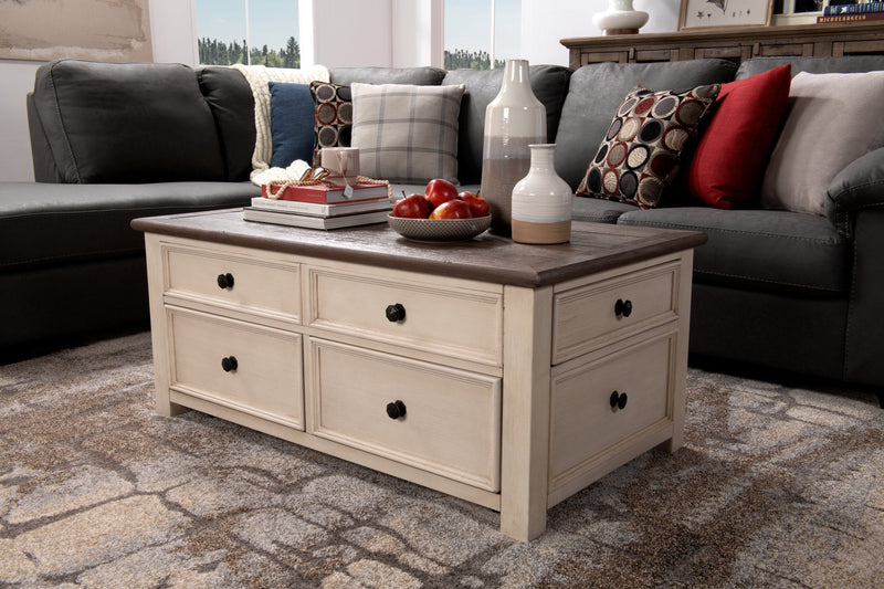 Colby Coffee Table with Lift Top and Casters - White