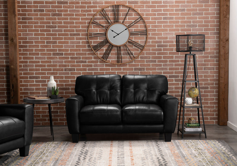 Curt Genuine Leather Loveseat - Black