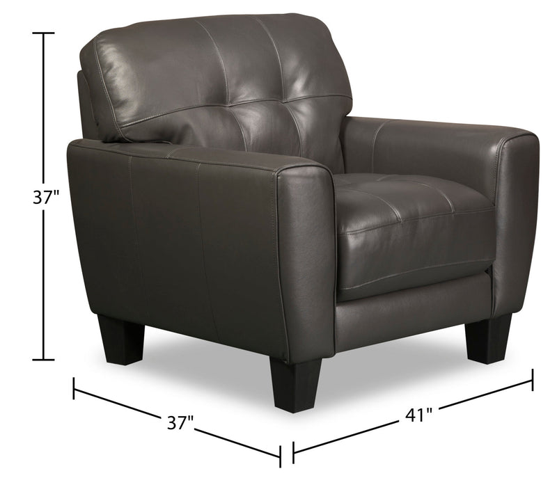 Curt Genuine Leather Chair - Grey