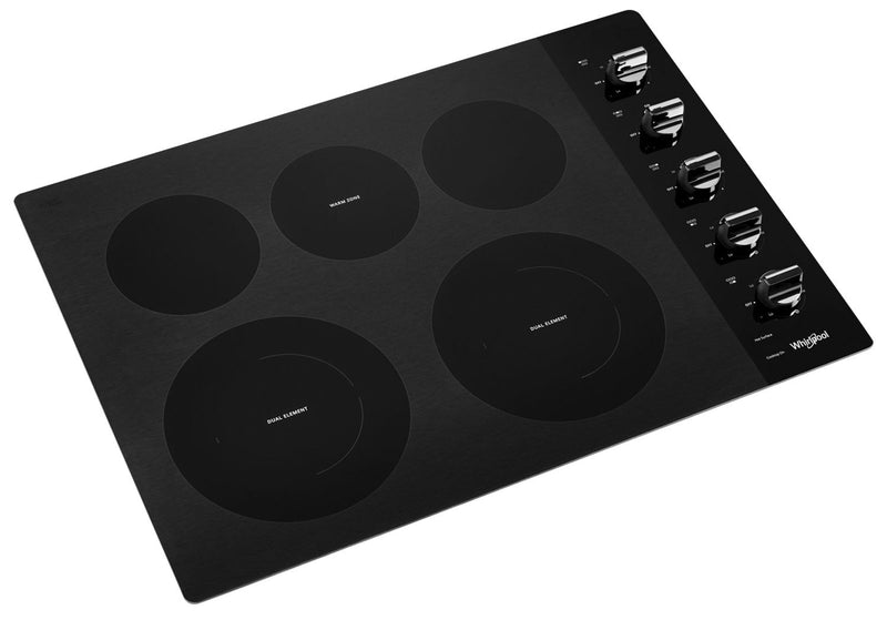 Whirlpool 30\" Electric Ceramic Glass Cooktop with Two Dual Radiant Elements - WCE77US0HB