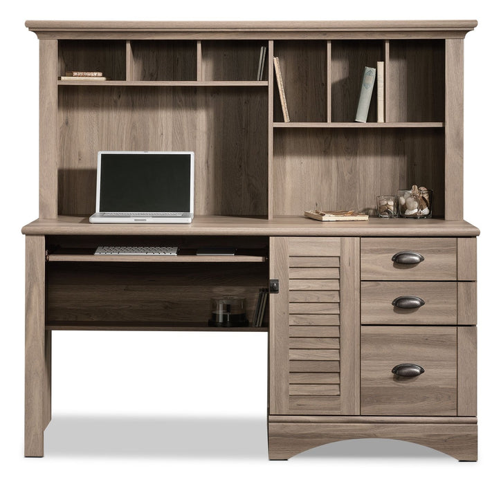 Harbor View Desk with Hutch – Salt Oak