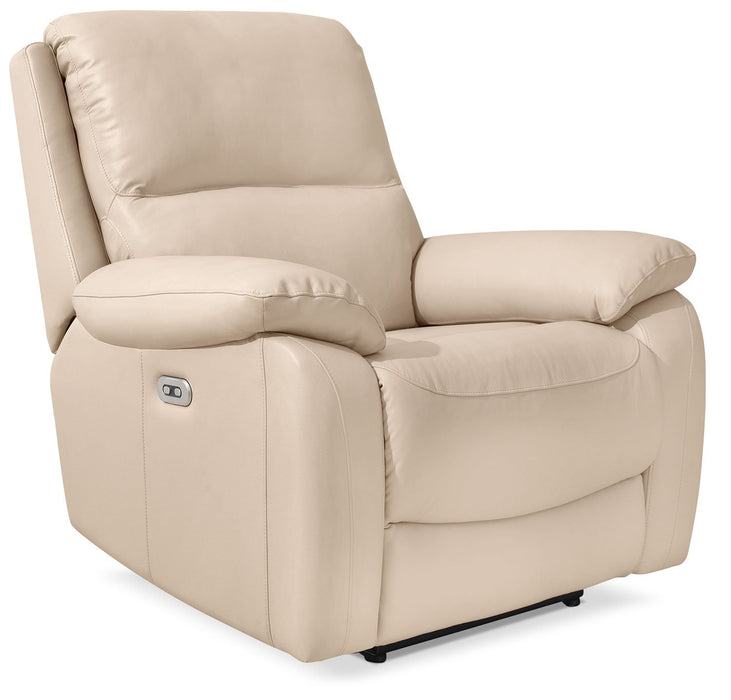 Grove Genuine Leather Power Recliner with Adjustable Headrest - Cream