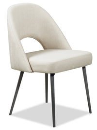 Elijah Dining Chair with Linen-Look Fabric, Metal - Taupe 