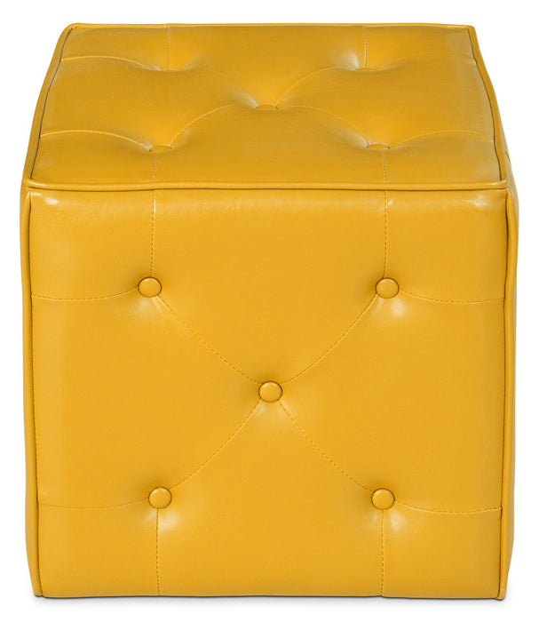 Talbott Faux Leather Ottoman - Yellow