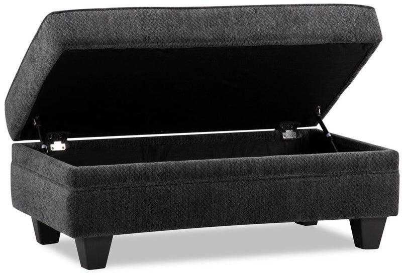 Febe Chenille Ottoman - Charcoal