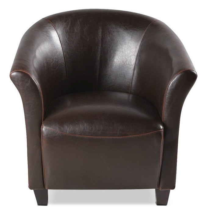 Ethan Faux Leather Accent Chair - Brown