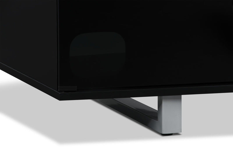 Odesos 72\" TV Stand with Glass Ember Firebox and Soundbar – Black