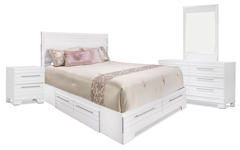 Olivia 6-Piece Queen Storage Bedroom Package - White