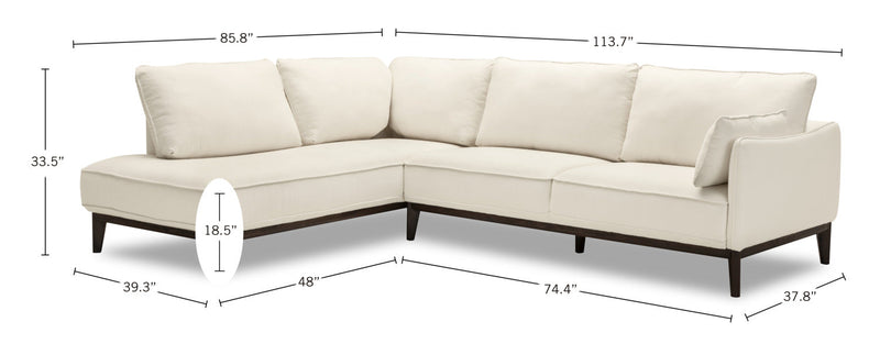 Gena 2-Piece Linen-Look Fabric Left-Facing Sectional - Cotton