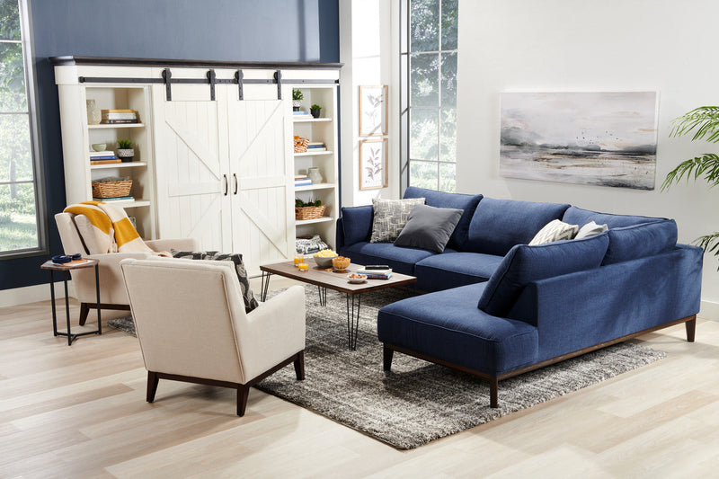 Gena 2-Piece Linen-Look Fabric Right-Facing Sectional - Midnight