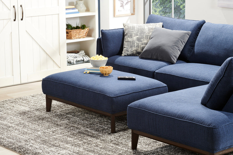 Gena 2-Piece Linen-Look Fabric Right-Facing Sectional - Midnight