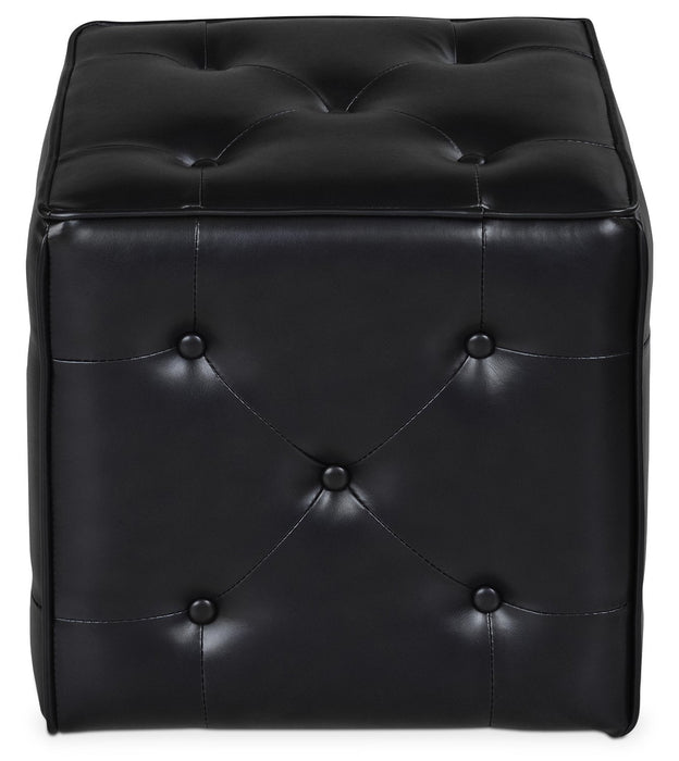 Talbott Faux Leather Ottoman - Black