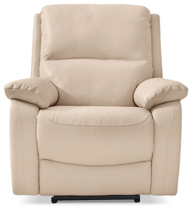 Grove Genuine Leather Power Recliner with Adjustable Headrest - Cream