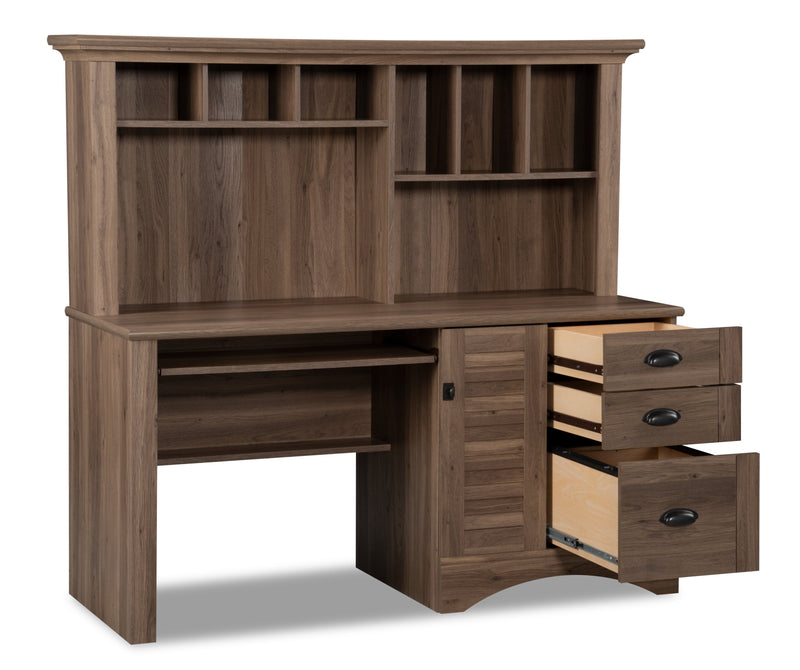 Harbor View Desk with Hutch – Salt Oak