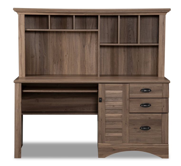 Harbor View Desk with Hutch – Salt Oak