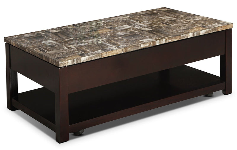 Sicily Coffee Table with Lift-Top and Casters – Brown