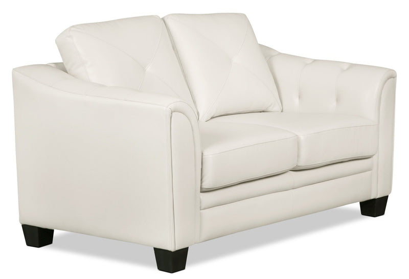 Andi Leather-Look Fabric Loveseat - Beige